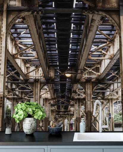 3D unter der U-Bahn-Brücke Tapete
