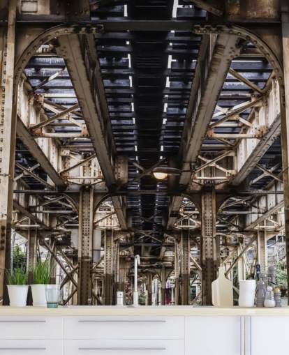 Sfondo 3D sotto il ponte della metropolitana