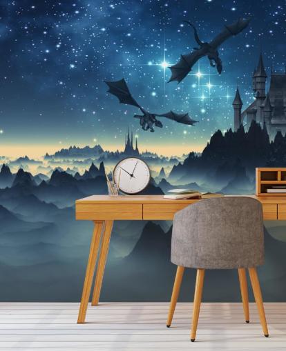 fondo de pantalla reino dragón azul oscuro