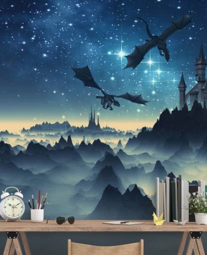 dark blue dragon kingdom wallpaper