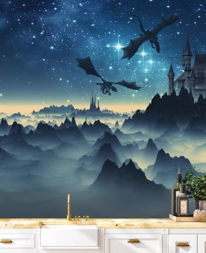 fondo de pantalla reino dragón azul oscuro