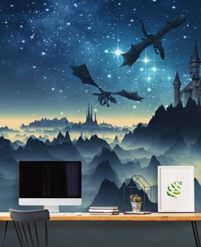 fondo de pantalla reino dragón azul oscuro