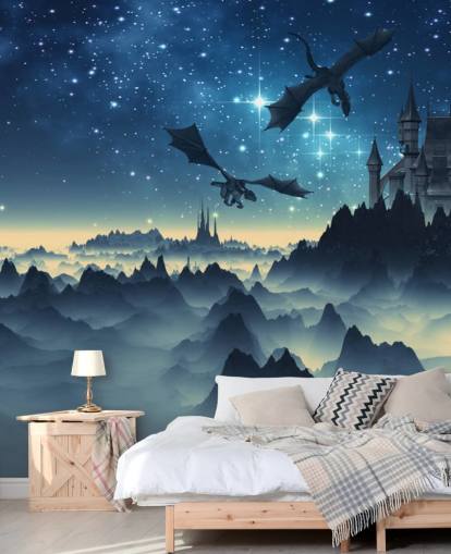 dunkelblau Drachenreich Tapete