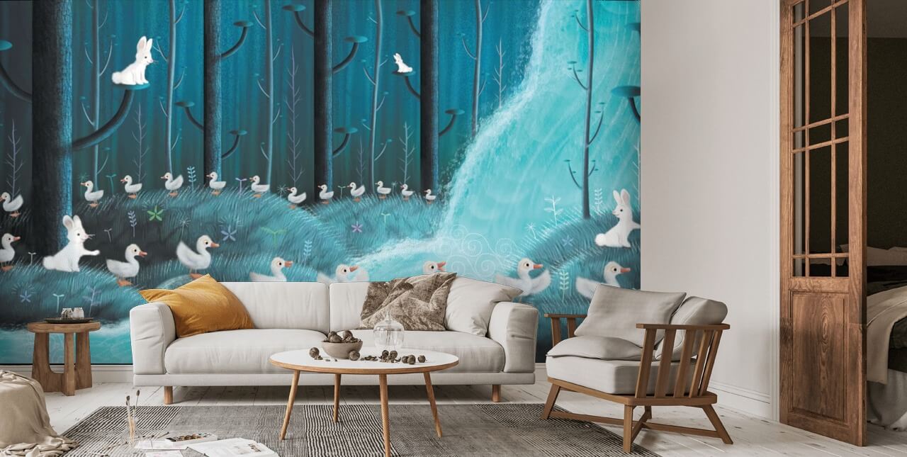 Rabbits And Ducks Wallpaper Mural by Patrick Brooks Wallsauce US