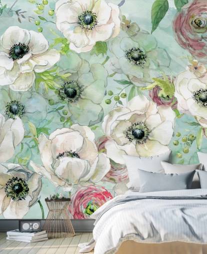 Hvide og lyserøde blomster Baggrund