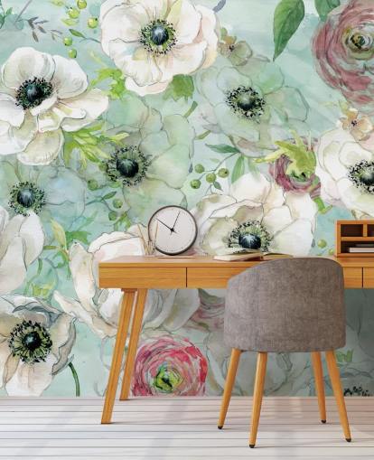 White and Pink Flowers Wallpaper