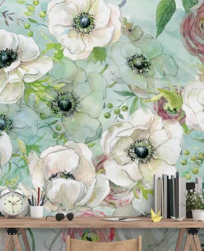 White and Pink Flowers Wallpaper