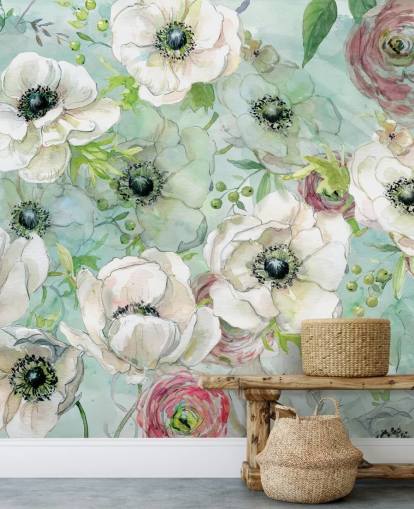 White and Pink Flowers Wallpaper