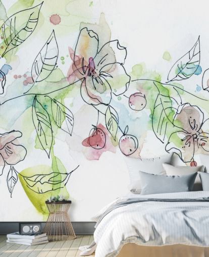 Geschilderd Apple Blossom behang Geschilderd Apple Blossom behang