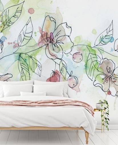 Papel pintado de flores de manzana Papel pintado de flores de manzana