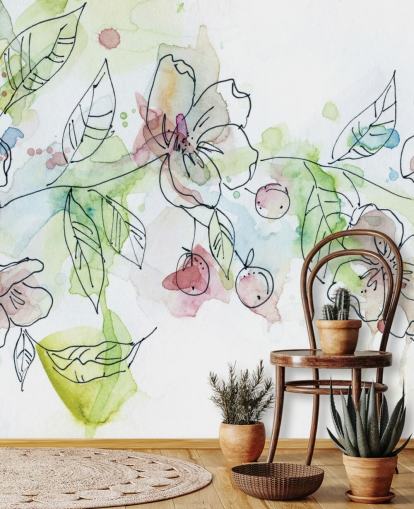 Papel pintado de flores de manzana