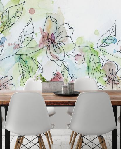 Wallpaper flor de maçã pintada