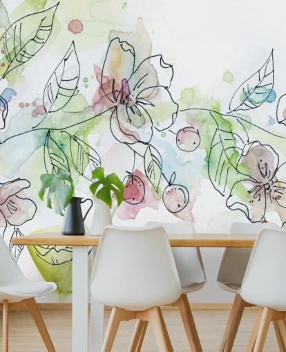 Wallpaper flor de maçã pintada