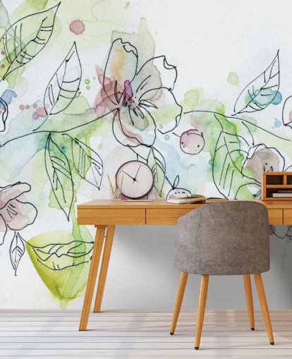 Wallpaper flor de maçã pintada