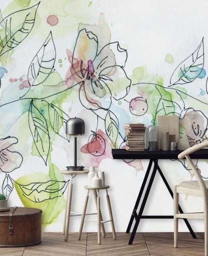 Wallpaper flor de maçã pintada