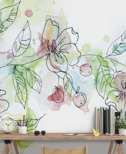 Papel pintado de flores de manzana