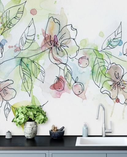 Painted Apple Blossom Wallpaper