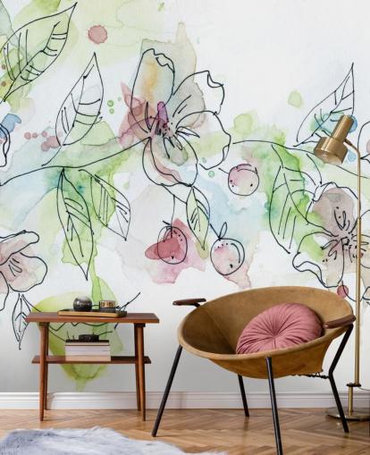 Papel pintado de flores de manzana