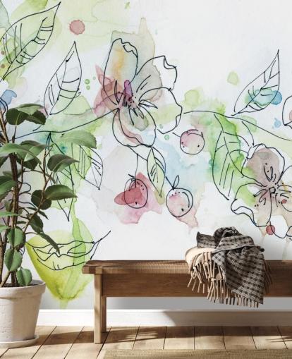 Papel pintado de flores de manzana