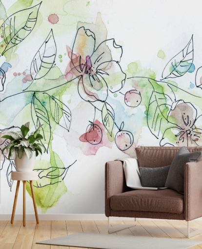 Papel pintado de flores de manzana