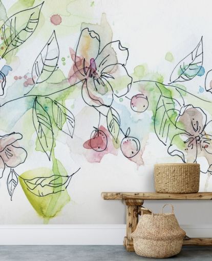 Geschilderd Apple Blossom behang