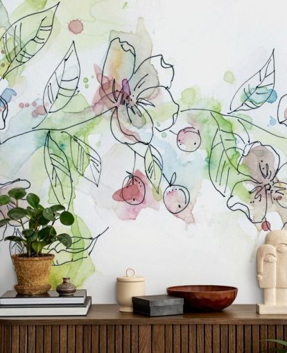 Papel pintado de flores de manzana