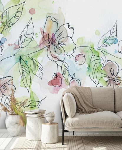 Wallpaper flor de maçã pintada