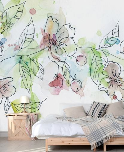 Papel pintado de flores de manzana Papel pintado de flores de manzana