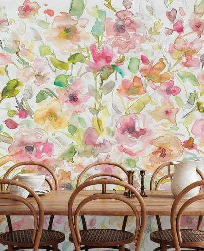 Papier peint à fleurs colorées