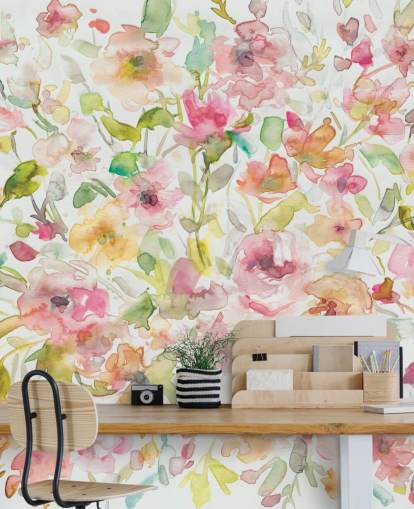 Papel pintado flores de colores