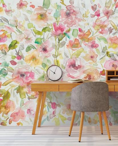 Papier peint à fleurs colorées