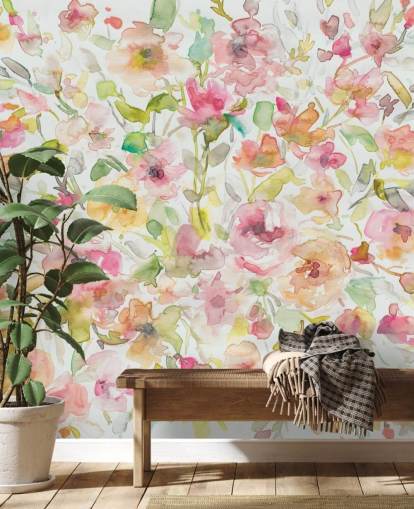 Papel pintado flores de colores