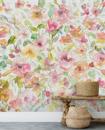 Papier peint à fleurs colorées