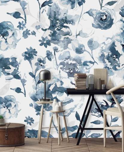 Papel pintado Jardín índigo