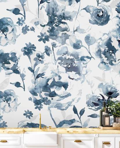 Papel pintado Jardín índigo