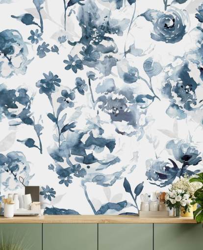 Indigo Garden Wallpaper Mural Indigo Garden Wallpaper Mural
