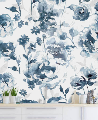 Indigo Garden Wallpaper Mural