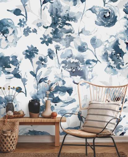 Indigo Garden Wallpaper Mural Indigo Garden Wallpaper Mural