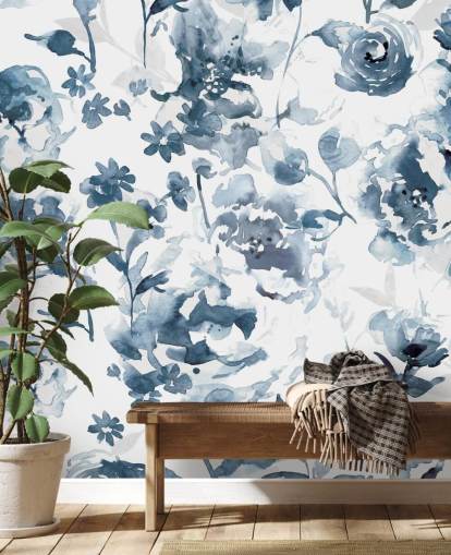 Papel pintado Jardín índigo