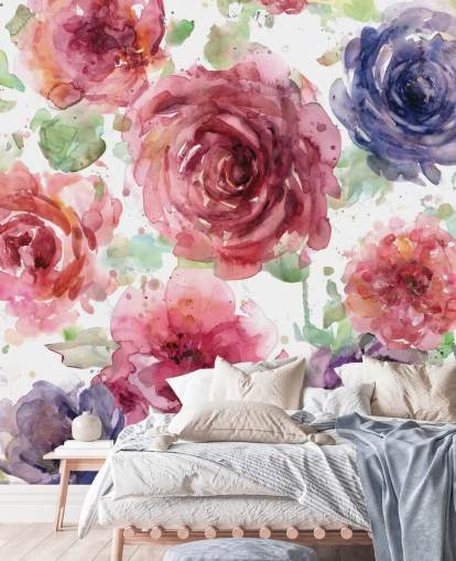 Papel de parede flor rosa e roxa