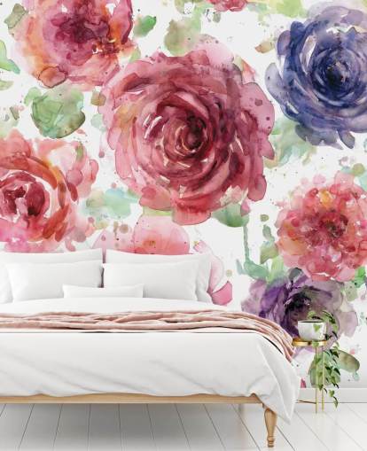 Papier peint à fleurs roses et violettes Papier peint à fleurs roses et violettes