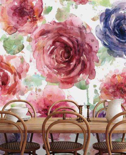 Papel de parede flor rosa e roxa