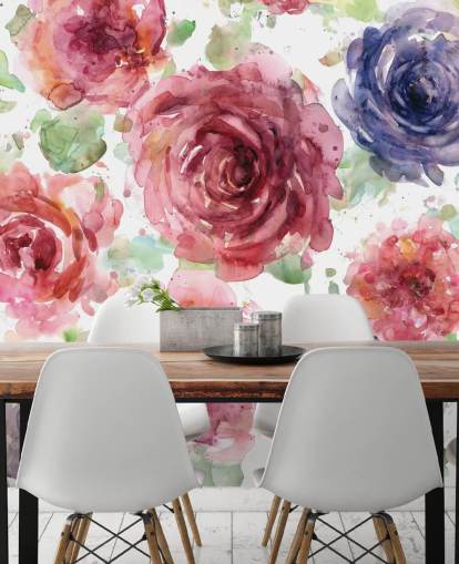 Rosa und lila Blumen-Tapete