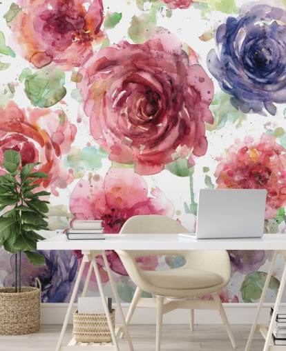 Papel pintado de flores rosas y moradas Papel pintado de flores rosas y moradas