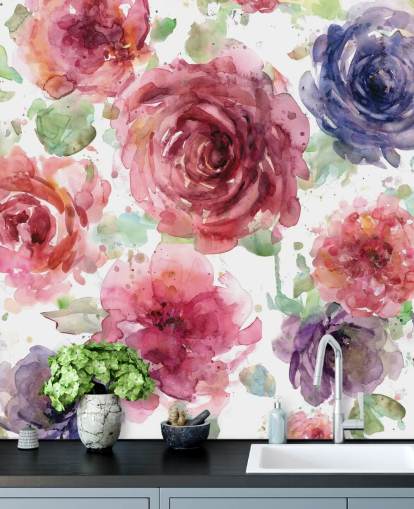 Rosa og lilla blomst tapet