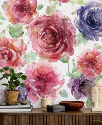 Papel de parede flor rosa e roxa