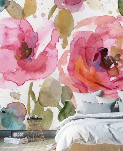 rosafarbenes Rosen-Tapetenbild namens Macro Garden von Carol Robinson für Wohn- und Schlafzimmer