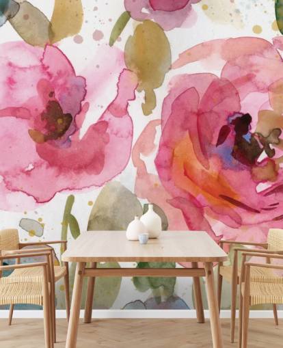 pink rose wallpaper mural called Macro Garden by Carol Robinson for lounges and bedrooms