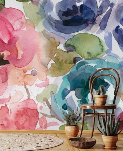 carta da parati murale floreale personalizzabile rosa e blu chiamata Macro Garden 2 di Carol Robinson per salotti e camere da letto carta da parati murale floreale personalizzabile rosa e blu chiamata Macro Garden 2 di Carol Robinson per salotti e camere da letto