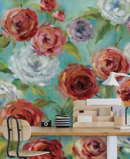 Papel de parede de rosas vermelhas brancas e roxas Papel de parede de rosas vermelhas brancas e roxas